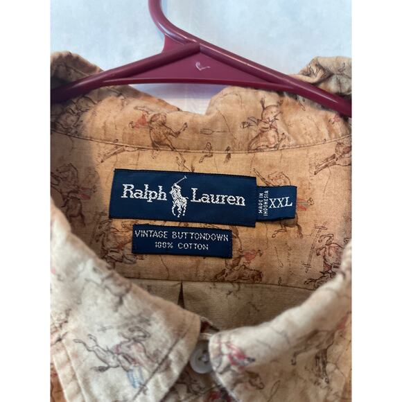 Ralph Lauren Vintage Equestrian Jumper Horse Brown XXL Button Down Shirt Mens - Picture 3 of 6